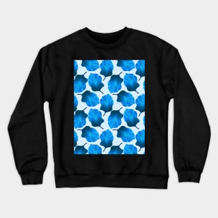 Tropical Leaves Pattern in Blue Crewneck Sweatshirt